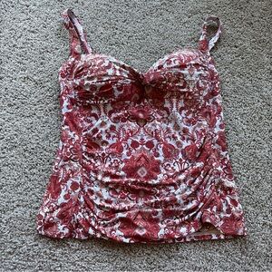 Nip Tuck Swim Tankini Top Size 12 Orange Red Pattern